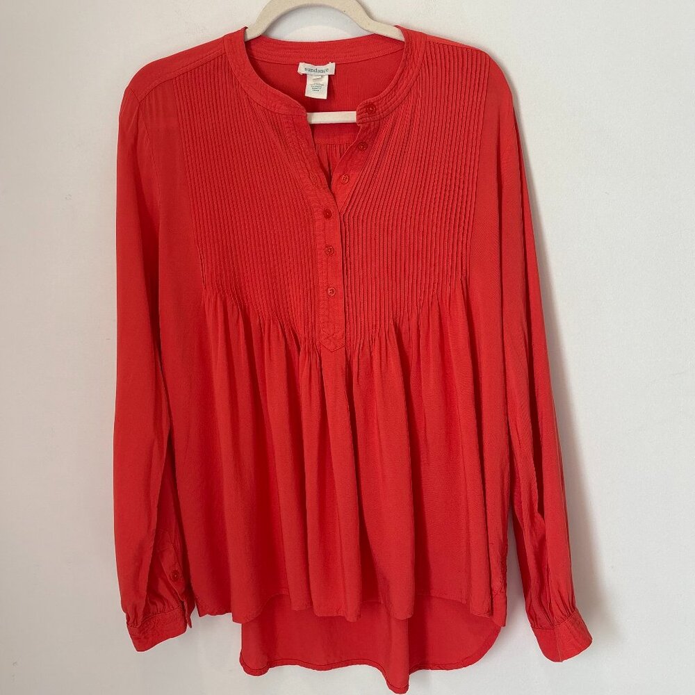 Sundance Coral Pintuck Classic Tunic Blouse Top Size Medium B37